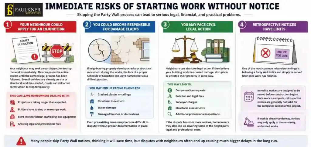 What Happens If You Start Work Without a Party Wall Notice? 1 Immediate Risks of Starting Work Without Party Wall Notice England