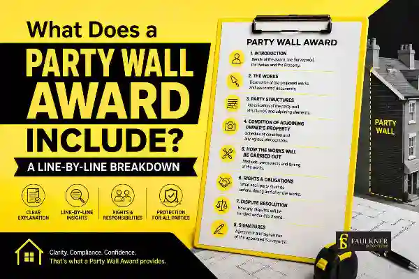 Party Wall Awards Explained Line-by-Line: What Property Owners and Neighbours Need to Know 1 What Does a Party Wall Award Include? A Line-by-Line Breakdown England